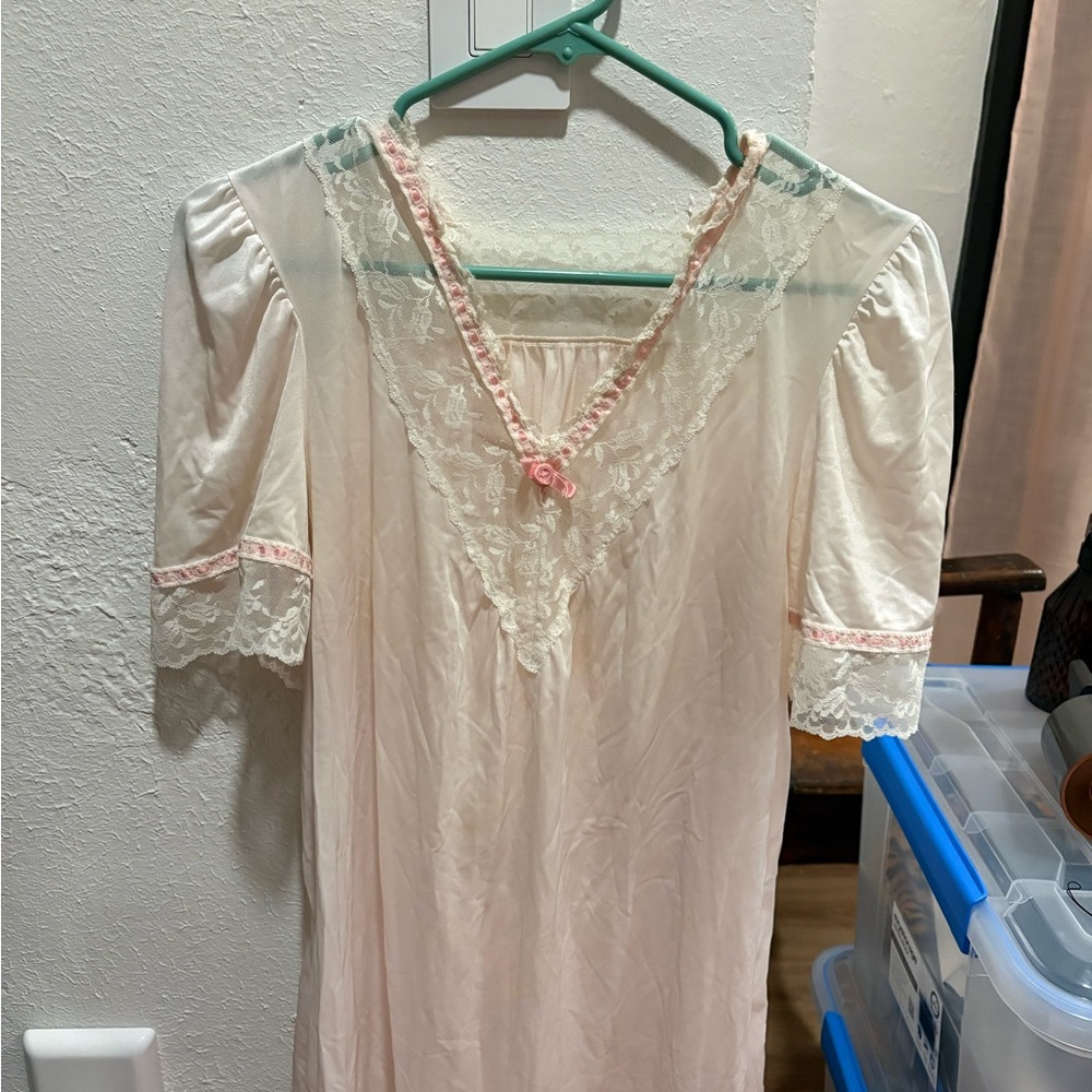 Vintage Pink Lace Nightgown